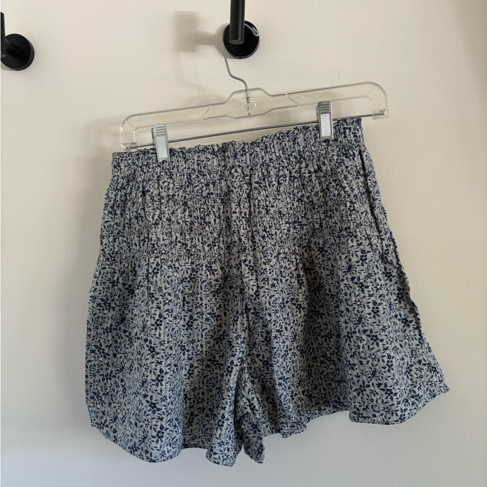 Madewell Blue High Waist Floral Shorts